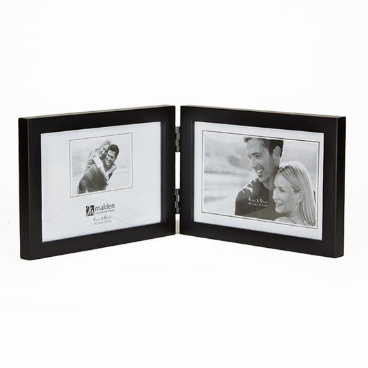 Malden 4x6 black hinged double ready made picture frame -  6416-46DH