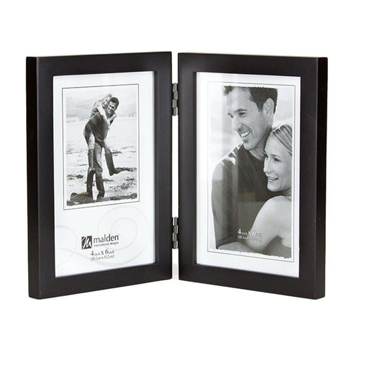 Malden 4x6 black hinged double ready made picture frame - 6416-46DV