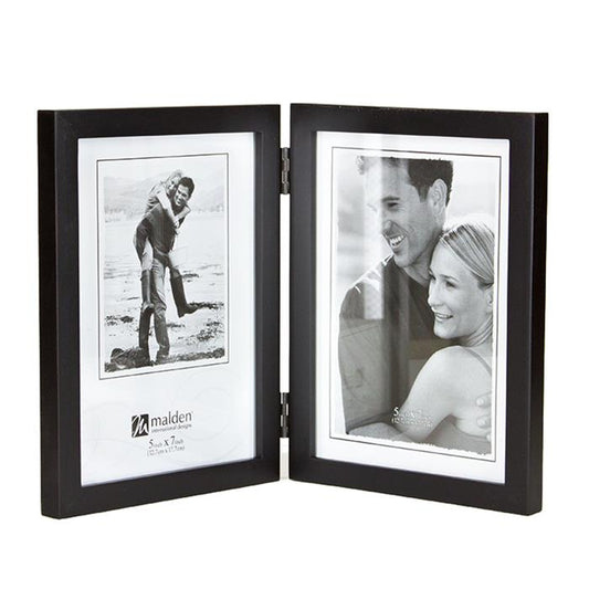 Malden 5x7 black hinged double ready made picture frame - 6416-57DV
