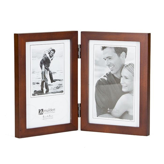 Malden 4x6 walnut hinged double ready made picture frames - 6418-46DV