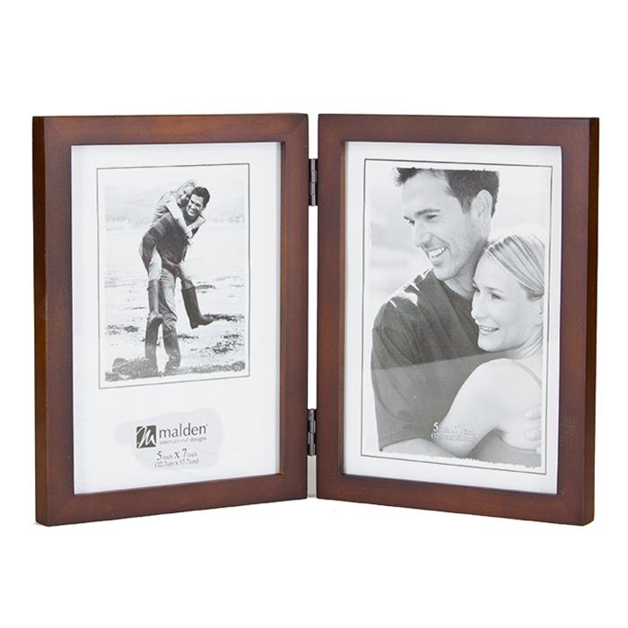 Malden 5x7 rosewood hinged double ready made picture frames - 6418-57DV