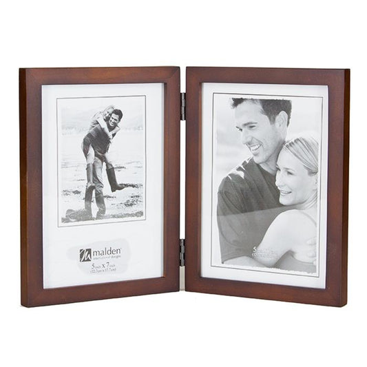 Malden 5x7 rosewood hinged double ready made picture frames - 6418-57DV