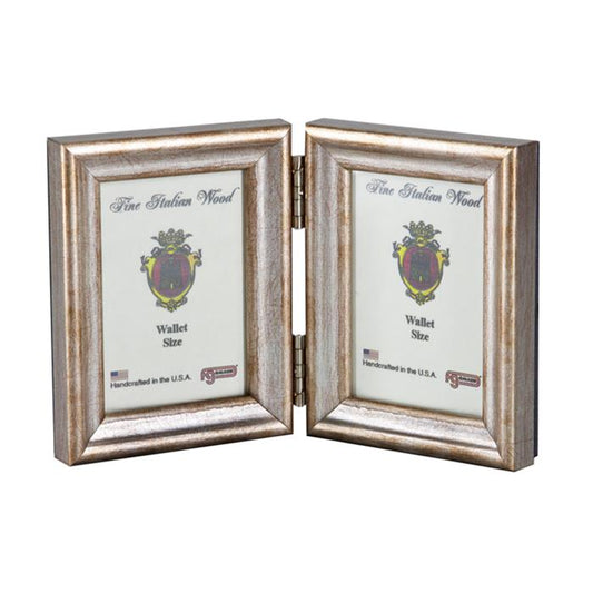 F.G. Galassi 2 1/2 x 3 1/2 silver hinged double ready made picture frame - style 13823V2