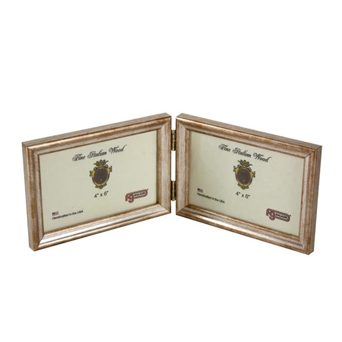 F.G. Galassi 4x6 silver hinged double ready made picture frame - style 13846H2