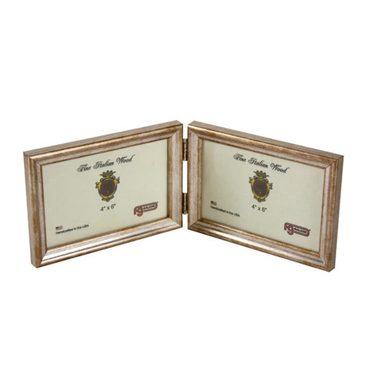 F.G. Galassi 4x6 silver hinged double ready made picture frame - style 13846H2