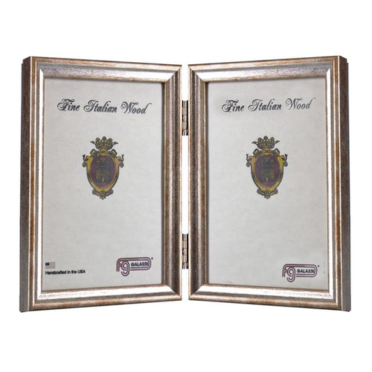 F.G. Galassi 5x7 ant silver  hinged pair ready made picture frame - Style 13857V2