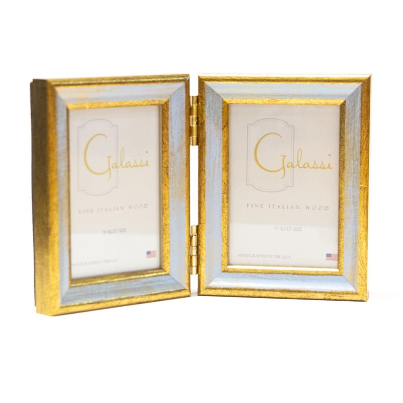 F.G. Galassi 2½ x 3½ hinged double gold and blue picture frame - style 14823V2