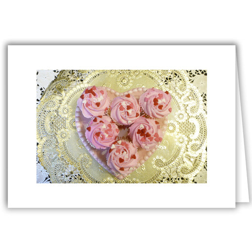 Helen Eddy photo card - Cupcakes on Pink Heart Plate - Item 159D-84