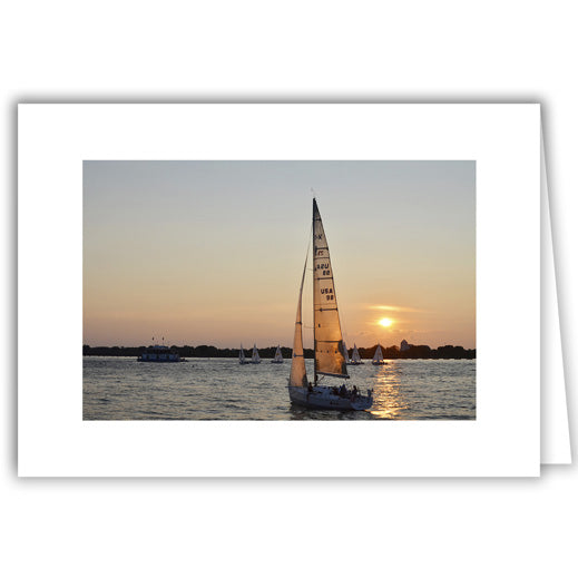 Helen Eddy photo card - Sailboats at Sunset - Item 199D-20
