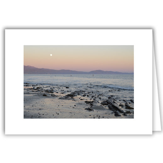 Helen Eddy photo card - Pink Sky Moon and Rocky Waters - Santa Barbara - Item 270D-99