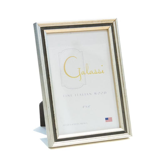 F.G. Galassi 4x6 silver ready made picture frame with black channel - style 29746