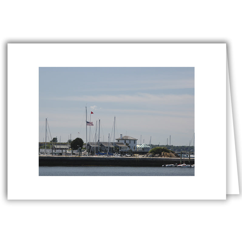 Helen Eddy photo card - American Flag over Seaport, Newport, RI - Item 36d-03