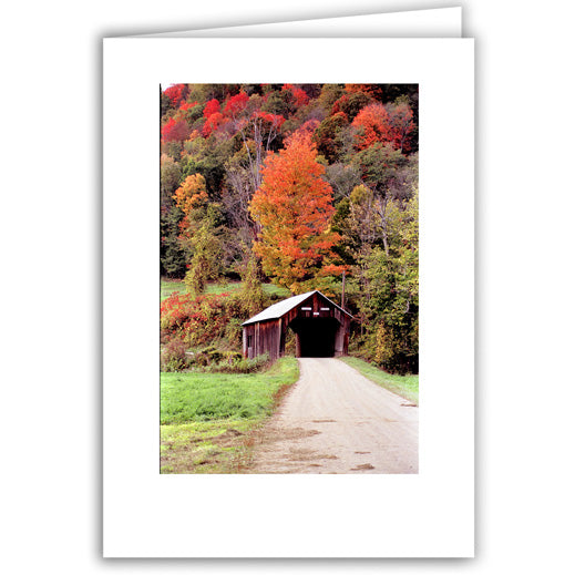 Helen Eddy photo card - Covered Bridge in Autumn - Item 50D-49
