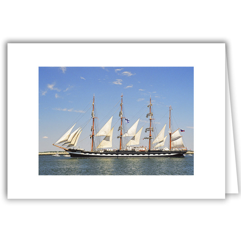 Helen Eddy photo card - Black Ship With White Stripe - Tall Ships - Item 1245-14A