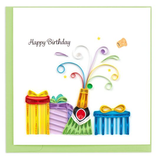 Quilling Card  "Birthday Champagne" style BD163