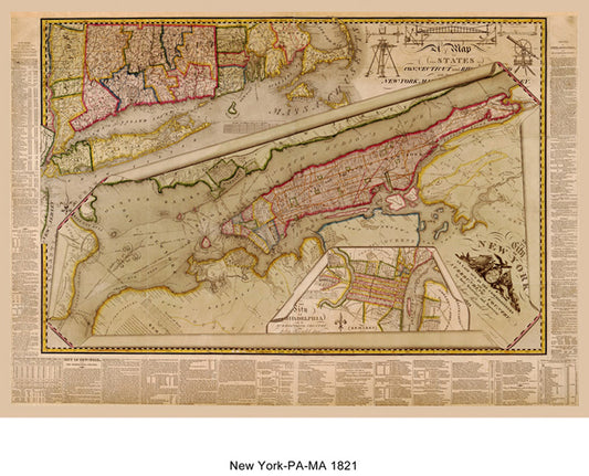 Map New York PA MA 1821