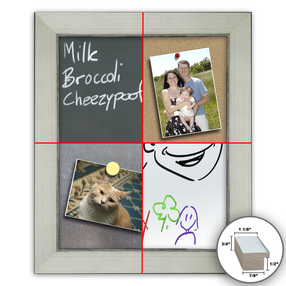 Frame It white and silver 24x30 Framed Memo Board - style 041B