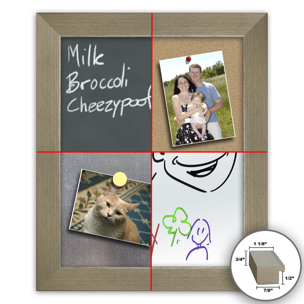 Frame It champagne silver 16x20 Framed Memo Board - style 43B