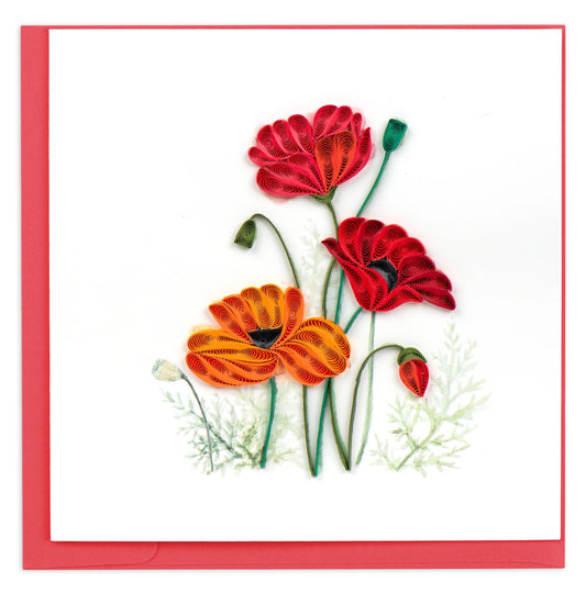 Quilling Card  "Red & Orange Poppies" style BL1416