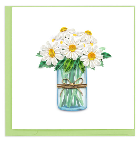 Quilling Card  "White Daisies in Jar" style BL1391