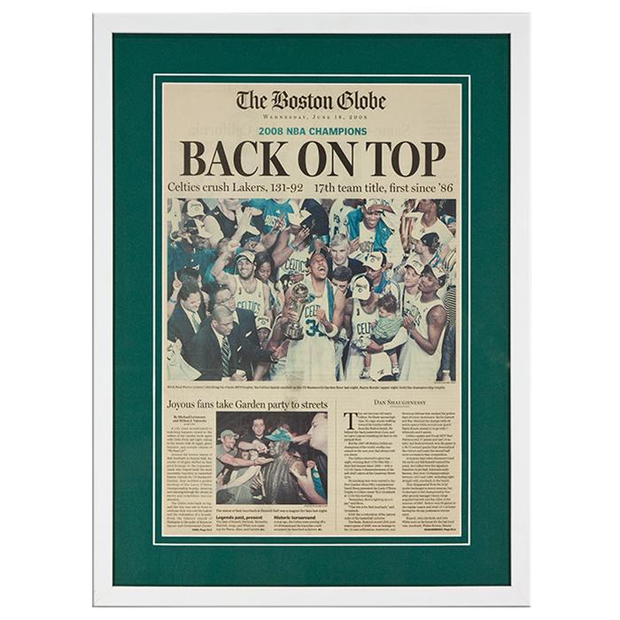 "Back on Top" Celtics Globe newspaper cover