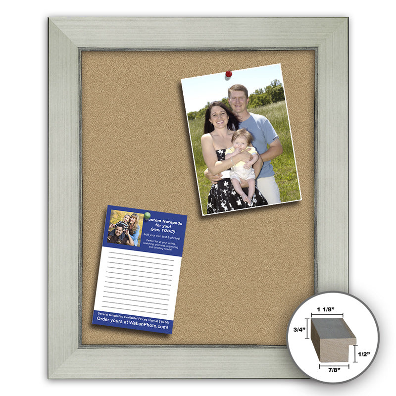 Frame It white and silver 24x30 Framed Memo Board - style 041B