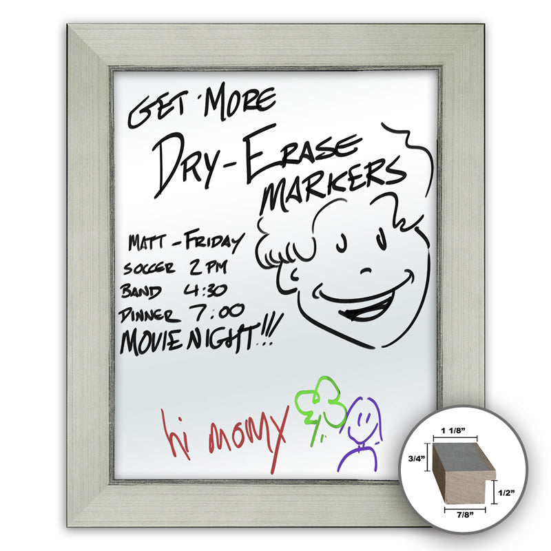 Frame It white and silver 24x30 Framed Memo Board - style 041B