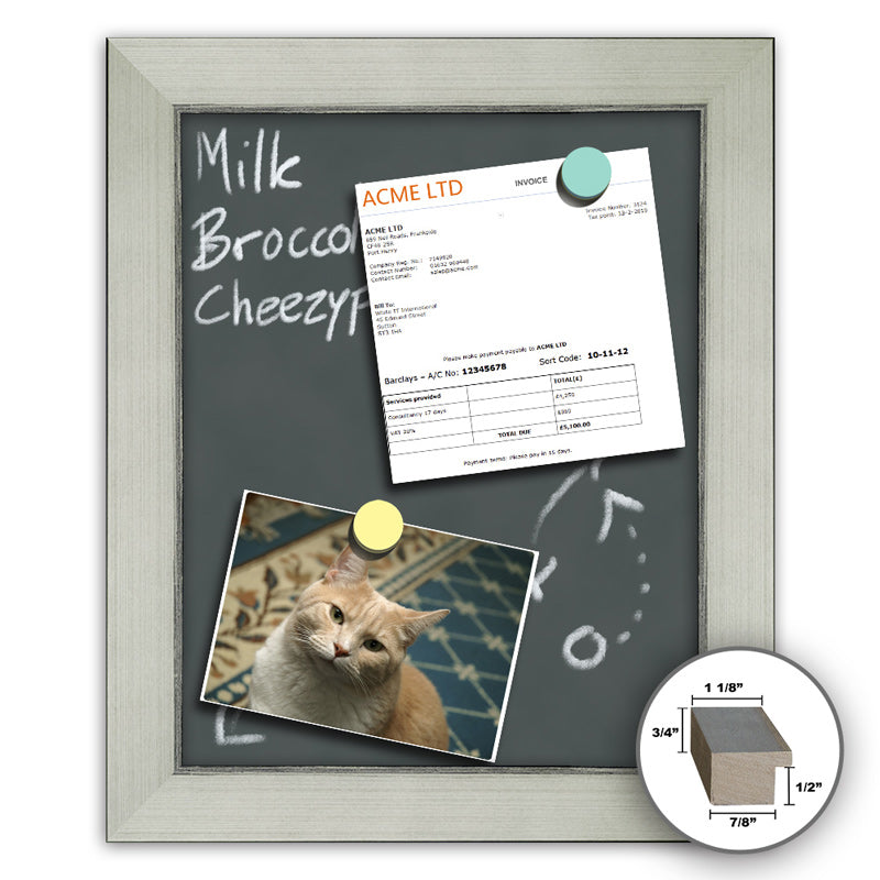 Frame It white and silver 24x30 Framed Memo Board - style 041B