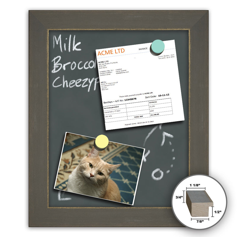 Frame It gray and gold 24x24 Framed Memo Board - style 42B
