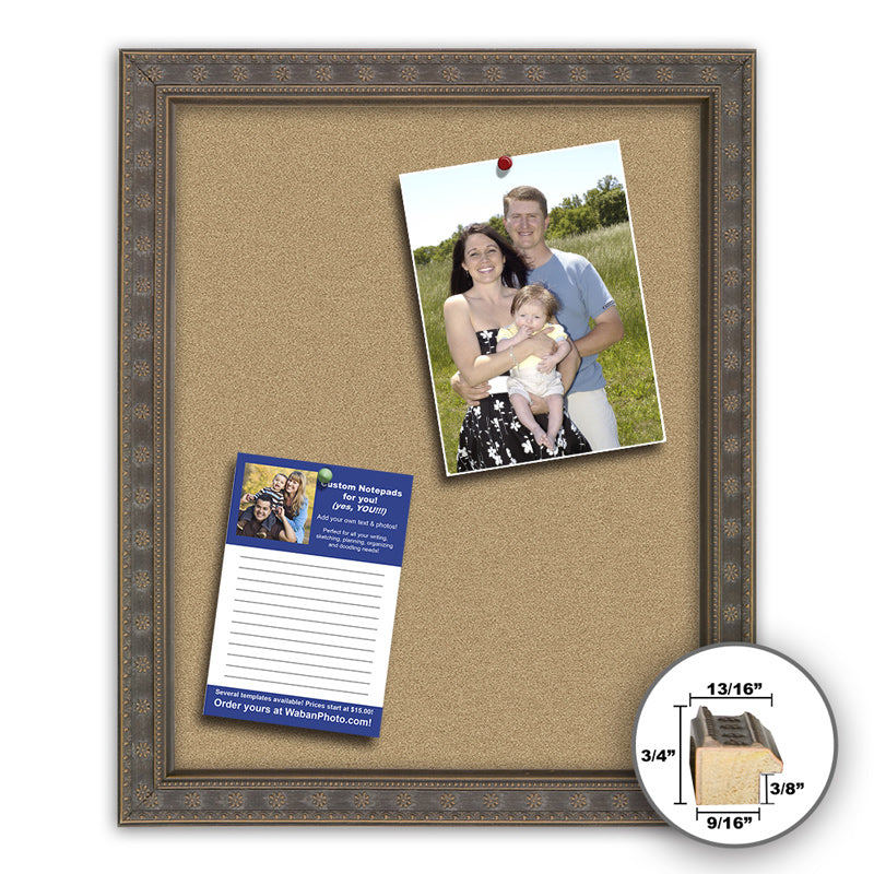Frame It deco walnut 16x20 Framed Memo Board - style 94B