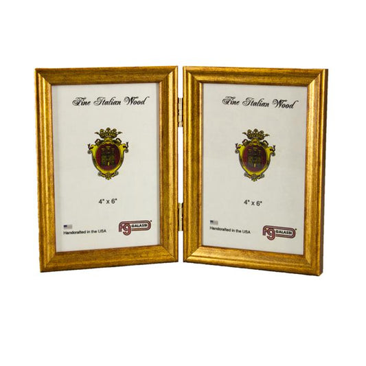F.G. Galassi 4x6  gold hinged double ready made picture frame - style 13746V2