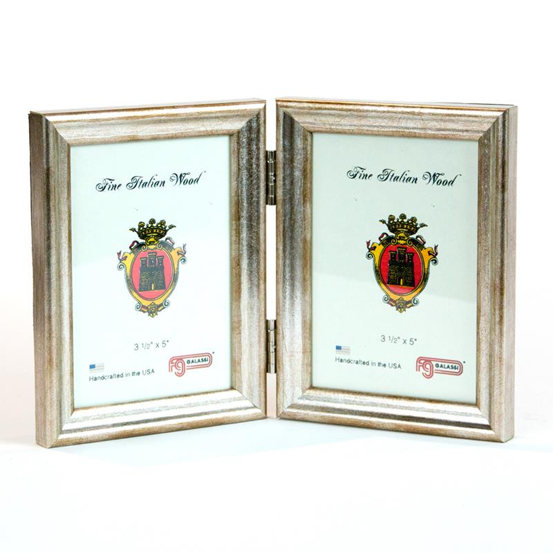F.G. Galassi 3 1/2 x 5 silver hinged pair ready made picture frame - 13835v2