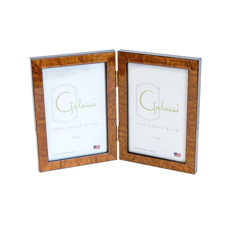 F.G. Galassi 4x6  chestnut hinged double ready made picture frame - style 27746V2