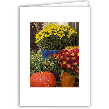 Helen Eddy photo card - Autumn Arrangement Flowers and Pumpkin - Item 358D-18