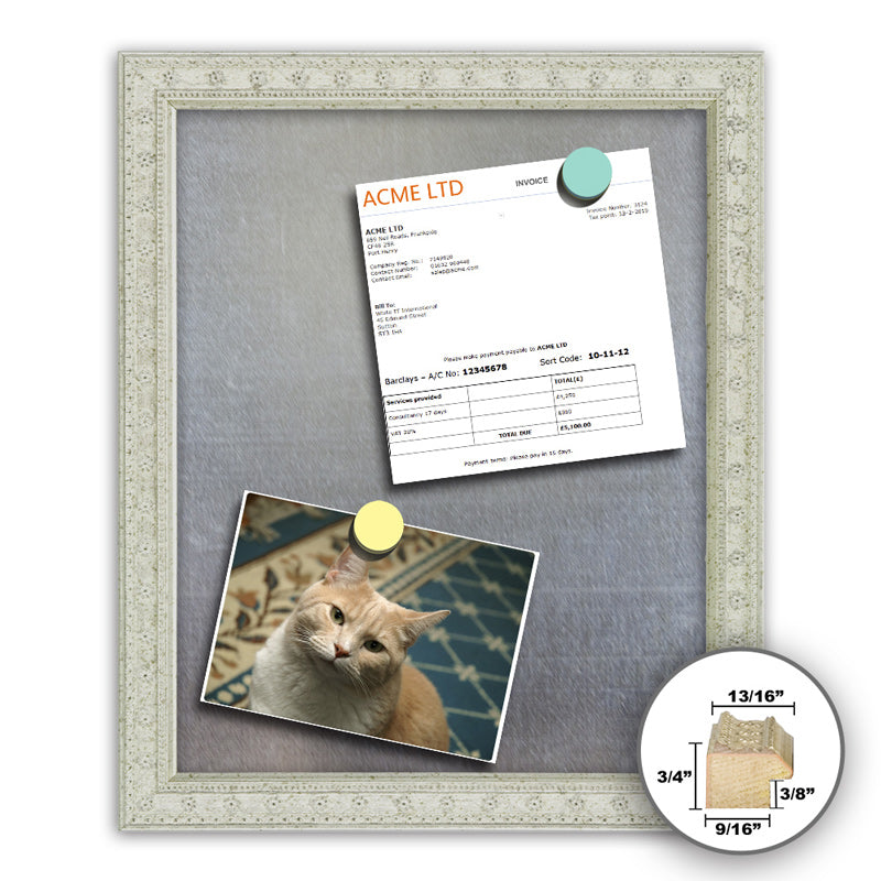 Frame It deco silver 12x36 Framed Memo Board - style 92B