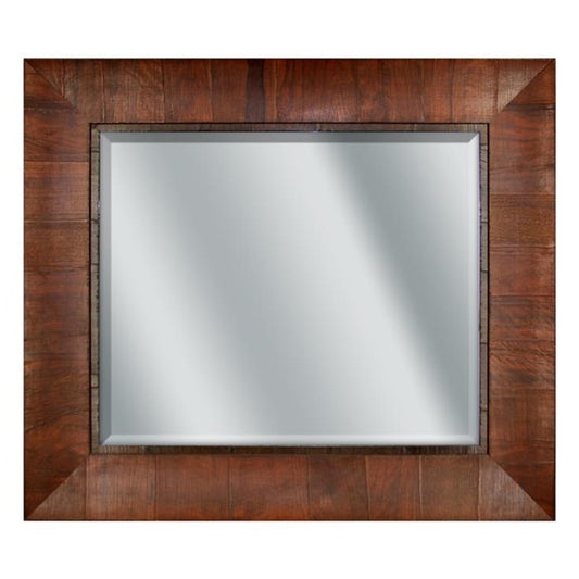 Curved Cross-Grain Cognac Wood Mirror - 32¾x28¾"
