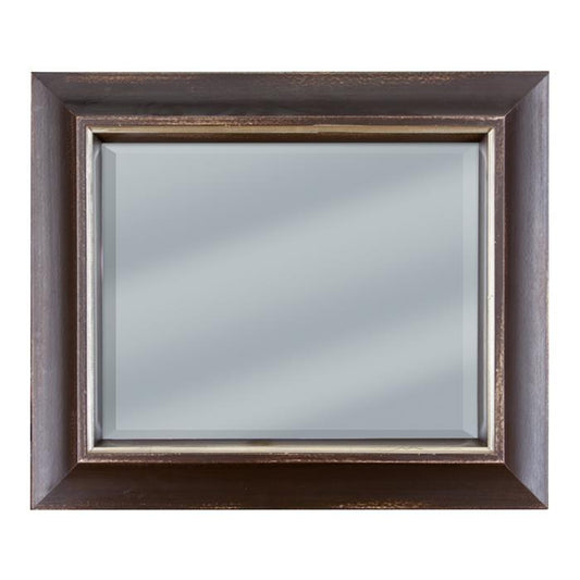 Distressed swan dark wood framed mirror 23 1/4" x 27 1/4"
