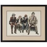 framed artwork "Four Men Sitting" by Charles Dane Gibson