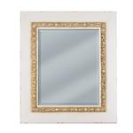 Distressed white baroque framed mirror 24 1/2 x 28 1/2  | Frame It Waban Gallery
