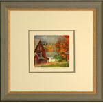 framed artwork Barn and Tree by Gretchen Hill Woodman