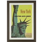 framed New York United Airlines advertising poster