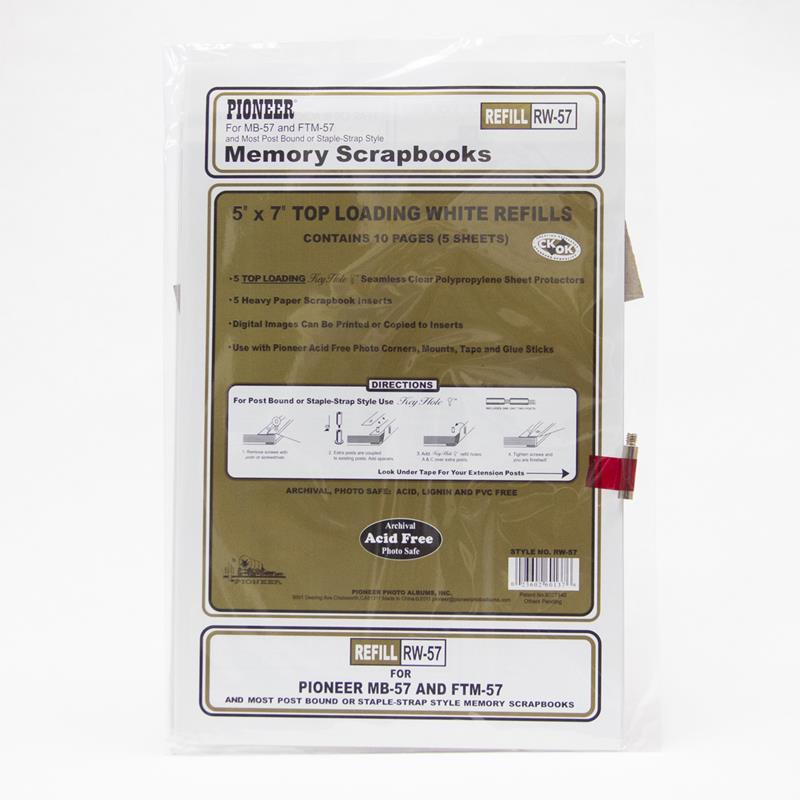Pioneer 5x7 White Top-Loading Album Refill Pages - RW-57