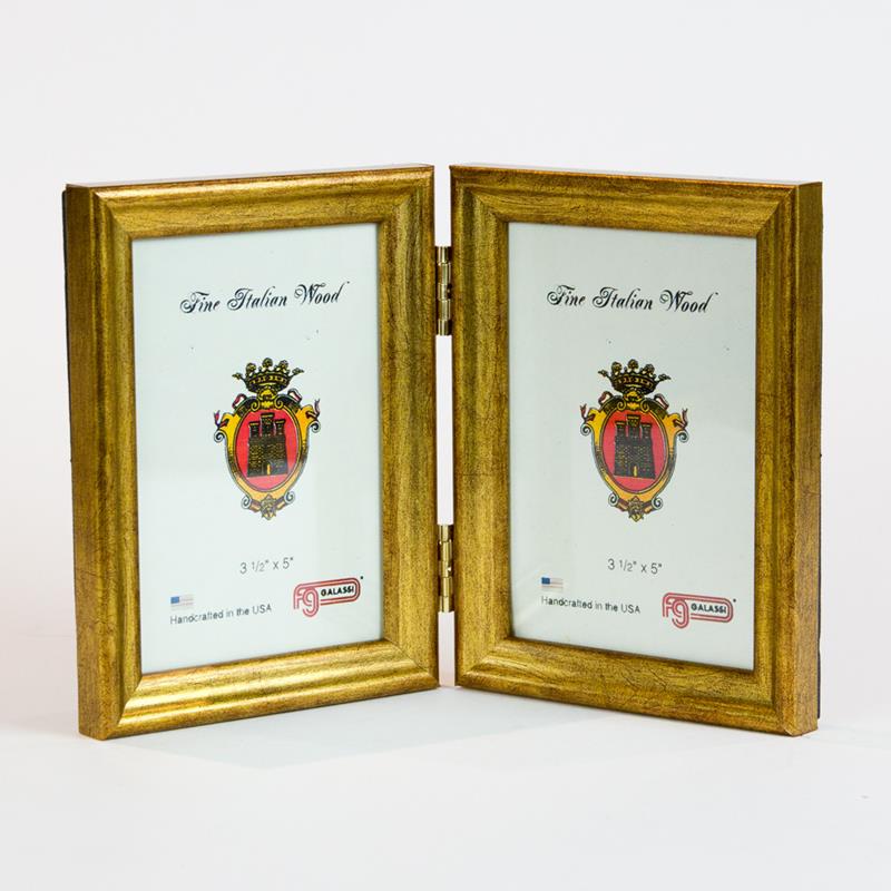 F.G. Galassi 3 1/2 x 5 gold hinged pair ready made picture frame - 13735v2