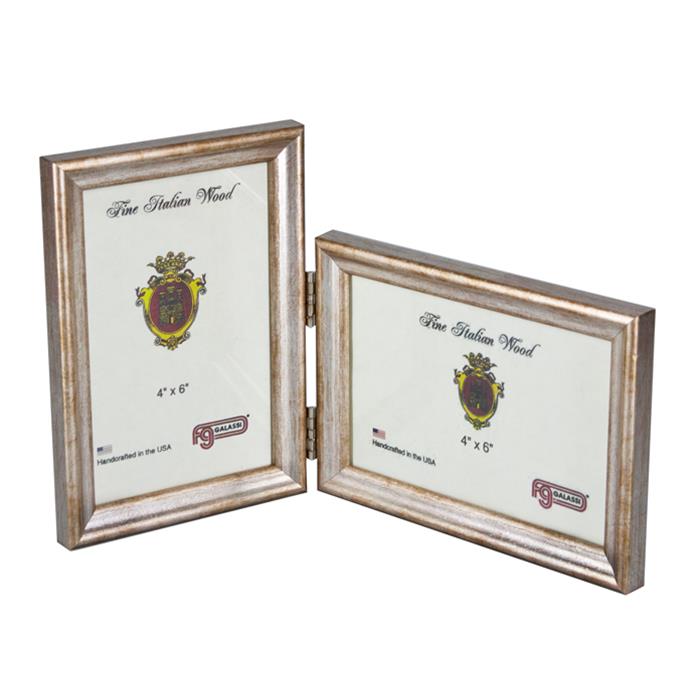 F.G. Galassi Silver 4x6 Hinged Vertical and Horizontal Ready Made Wood Frame  - style 13846VH2