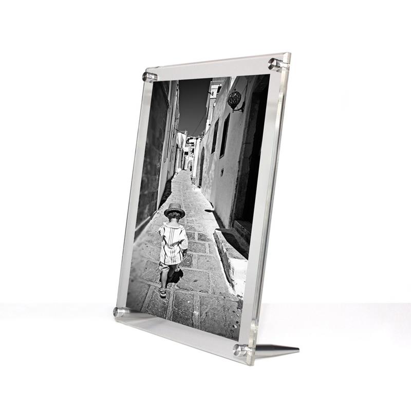 Wexel Art 10"x12" Tabletop Double-Panel Acrylic Picture Frame for 8x10" Images with Silver Stands - style TBL1012C
