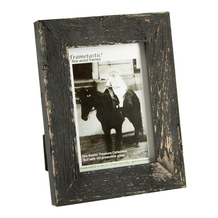 Frametastic 5x7 Distressed Charcoal Black Wood Ready Made Frame - Style ECO1-C-80 | Frame It Waban Gallery