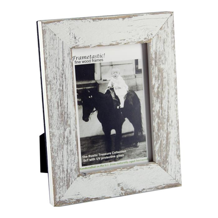 Frametastic 4x6 authentic white distressed wood ready made frame style  ECO1-W-46