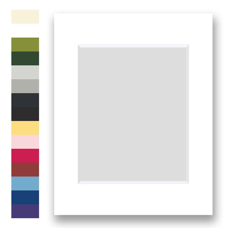 Custom cut acid free window matting in colors for 11x14 frames designed to hold one picture at Frame It / Waban Gallery
