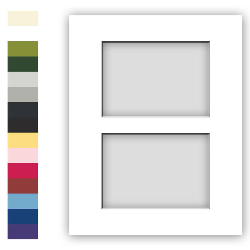 Acid free window matting in colors for 11x14 frames designed to hold two pictures at Frame It / Waban Gallery