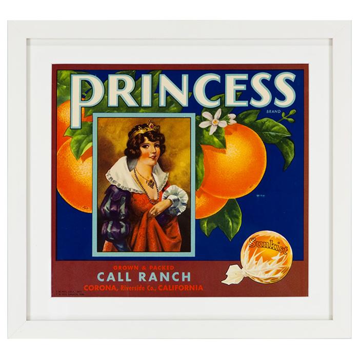 framed artwork Princess brand oranges advertising poster